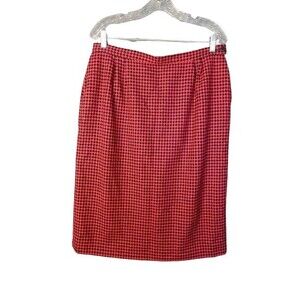 Pendleton Pink Houndstooth Virgin Wool Pencil Skirt USA MADE Women's 16 Vintage